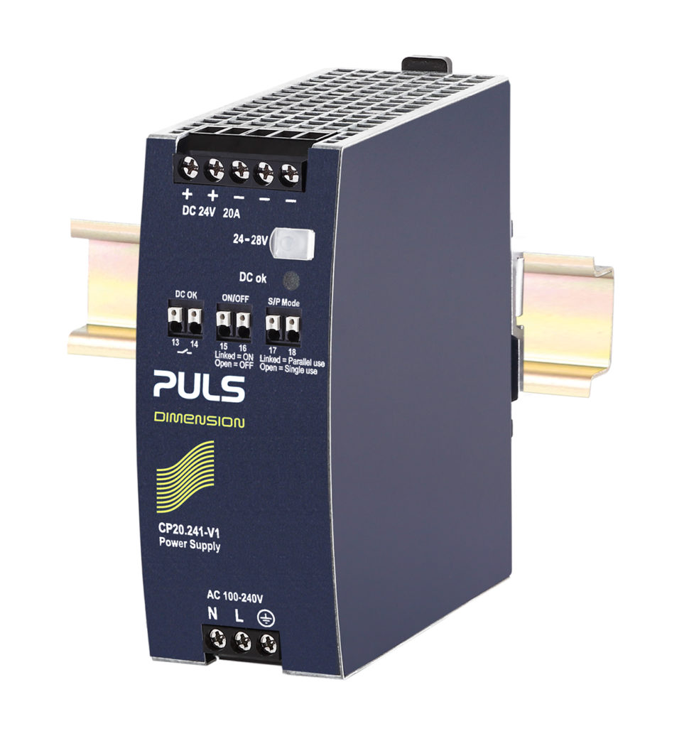 PULS 24V 20A DC DIN-rail power supply has remote control of output