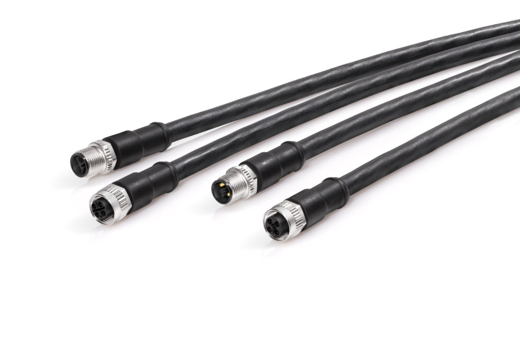 S and T coded M12 insert moulded cable connectors from binder suit power applications