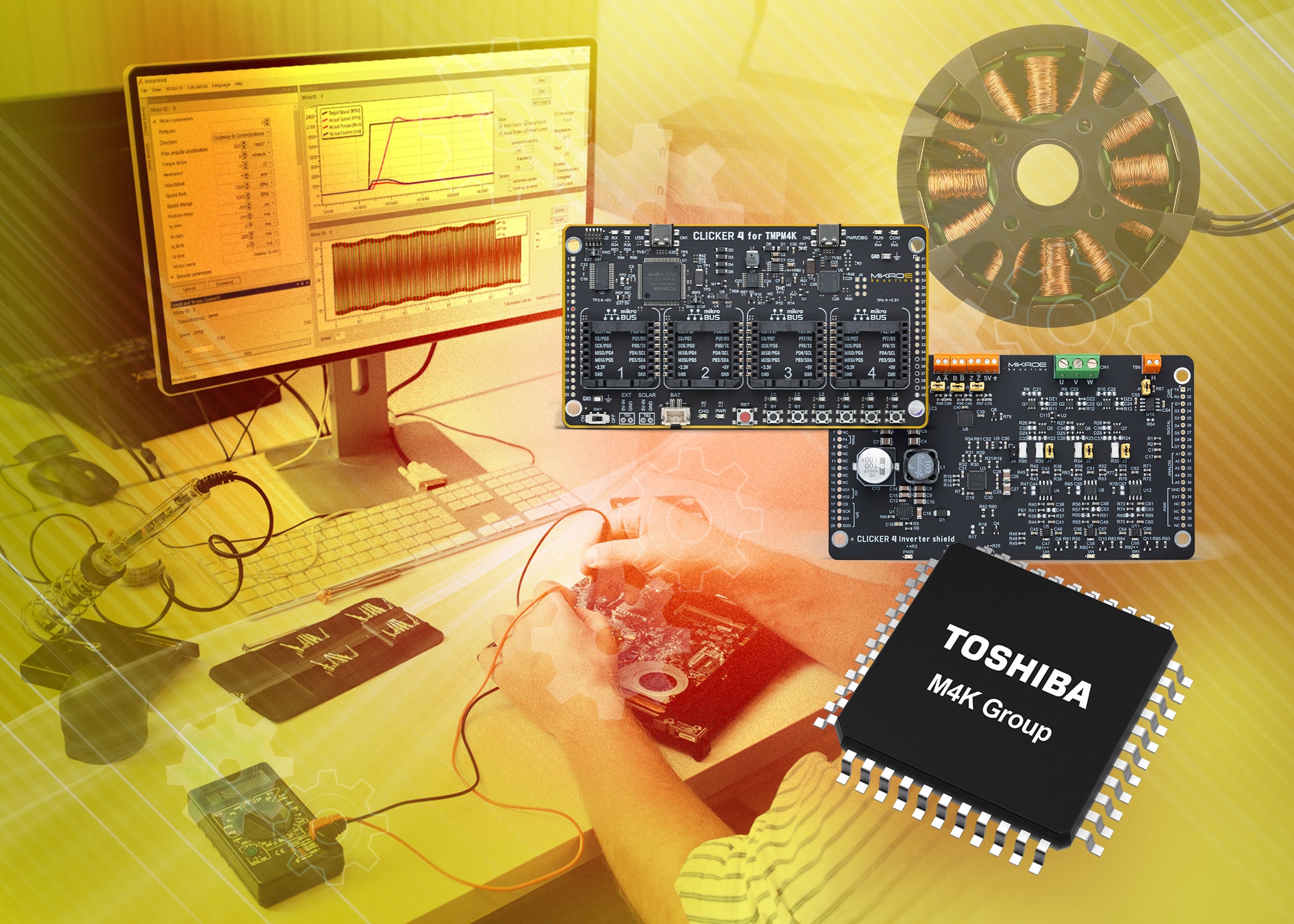 Toshiba expands collaboration with MikroElektronika introducing the Clicker 4 for TMPM4K development board for Motor Control
