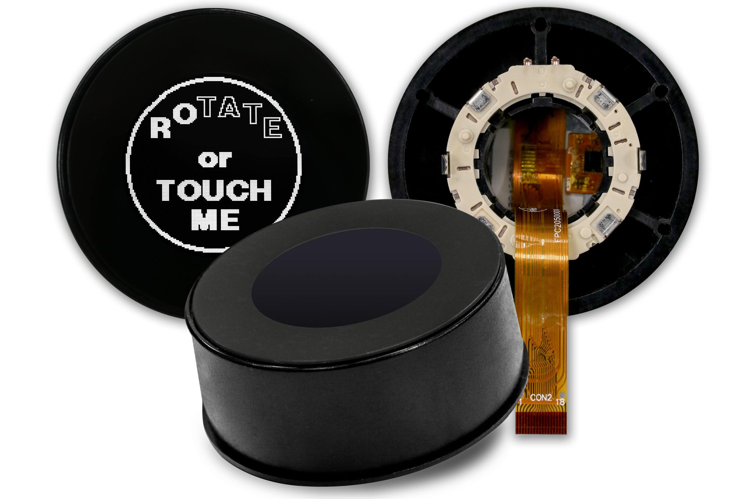 Rutronik distributes the Raystar OLED with rotary switch and capacitive touchscreen