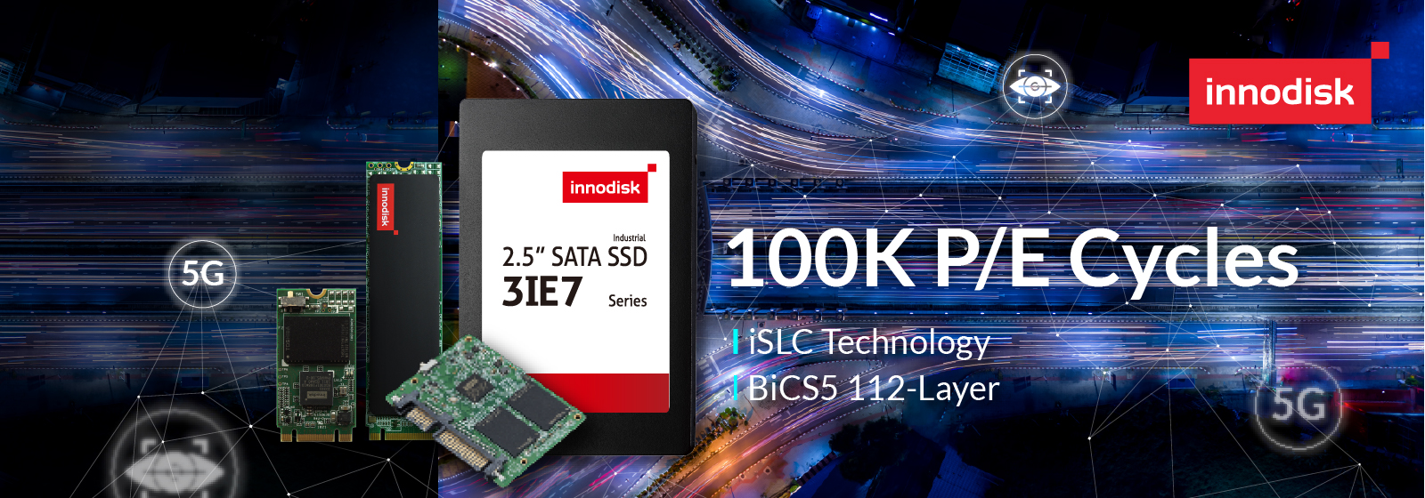 Innodisk launches patented iSLC firmware technology with 100K P/E cycles to seize the 5G networking and AI smart city opportunities