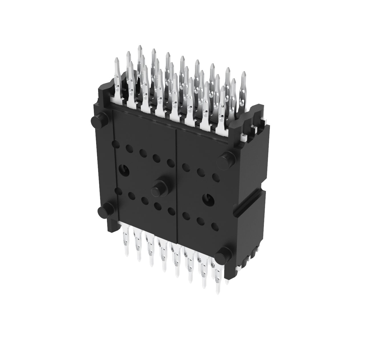 Stackable multi-row board-to-board connector products that achieve impressive flexibility