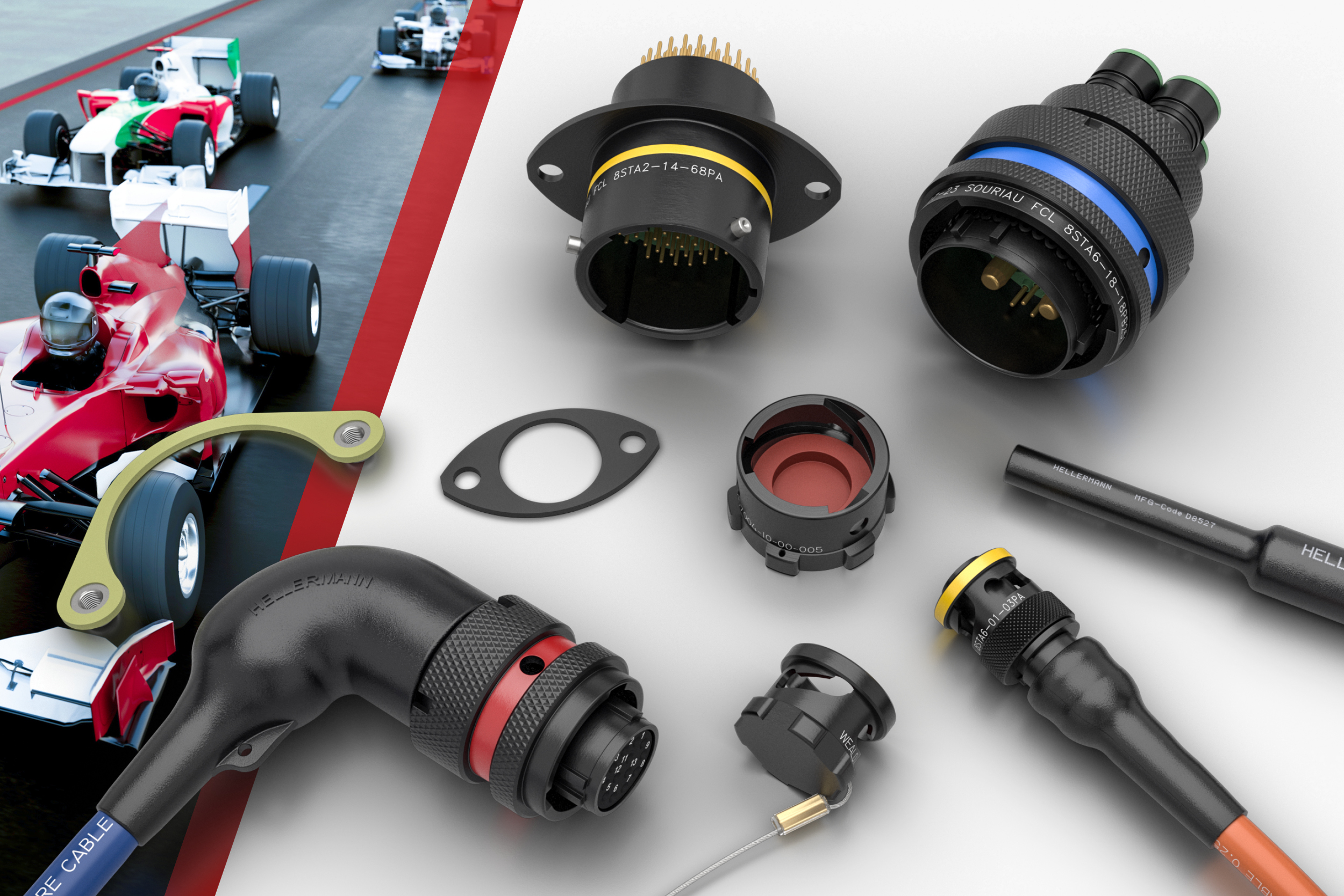 Souriau 8STA circular connectors from Lane Motorsport provide the lead in high-reliability, miniaturisation and weight reduction