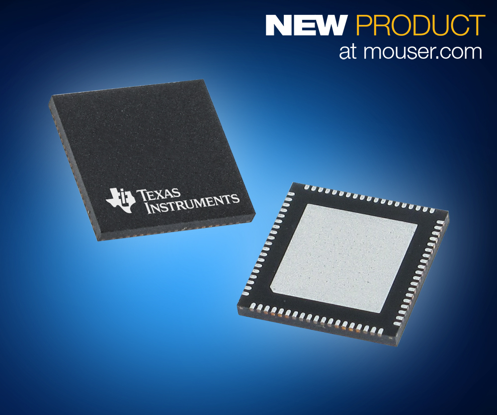 Now at Mouser: Texas Instruments’ quad-channel ADS54J64 analog-to-digital converter offers 1-GSPS max sample rate