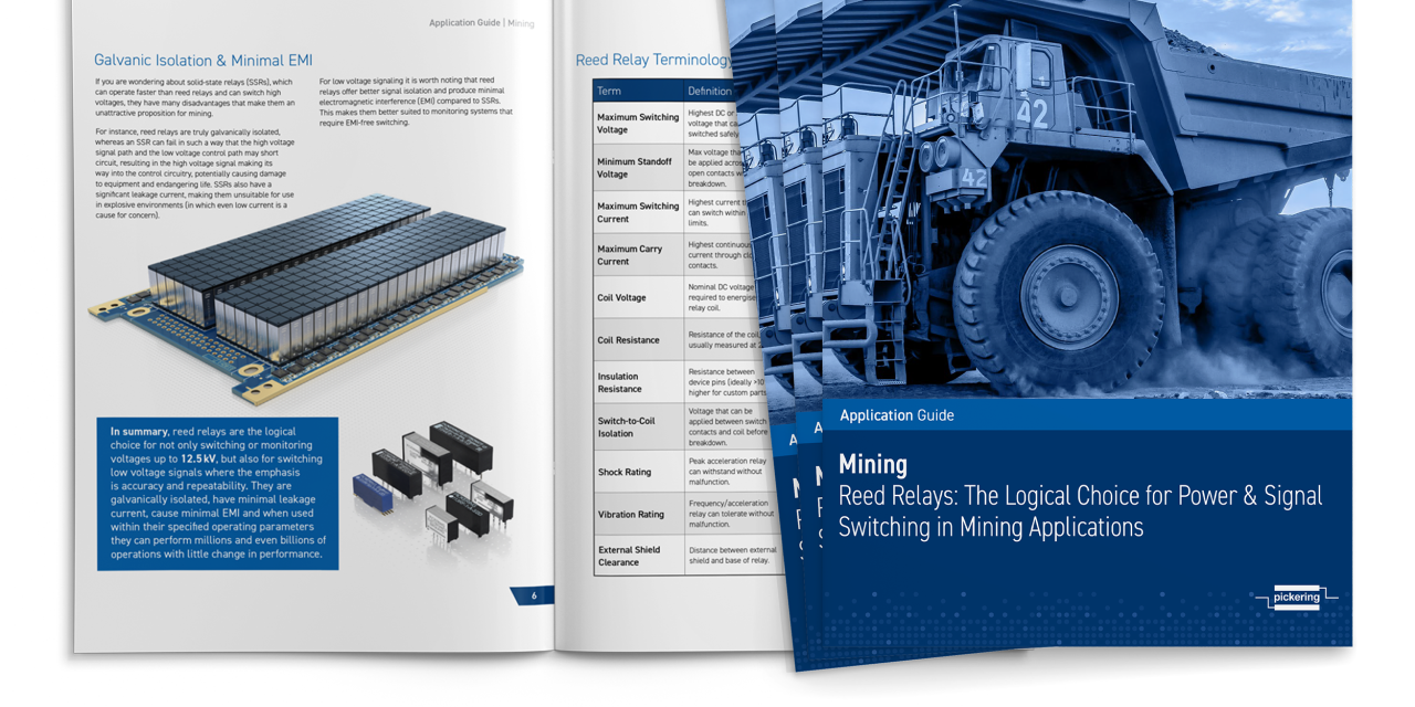 Pickering guide highlights the benefits of reed relays in mining power and signal switching