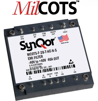 SynQor expands military MCOTS product family with new MCOTS-F-28-T-HE transient filter