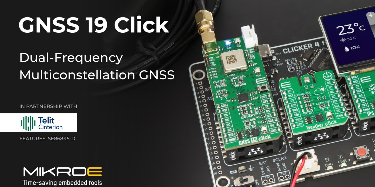 Multi-constellation GNSS positioning, navigation, and tracking Click from MIKROE includes free six-month license of Skylark Precise Positioning Service