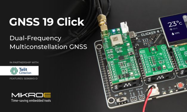 Multi-constellation GNSS positioning, navigation, and tracking Click from MIKROE includes free six-month license of Skylark Precise Positioning Service