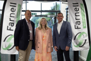 l r Rob Rospedzhowski Farnell President Sales EMEA Tracy Brabin West Yorkshire Mayor and Chris Breslin Farnell Global President. 1