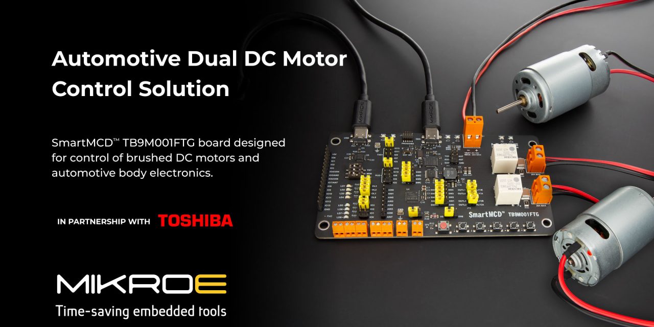 SmartMCD development board from MIKROE designed for reliable control of brushed DC motors and automotive body loads